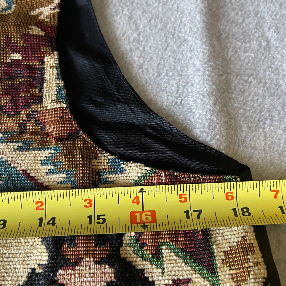 VTG Nadia made USA Italian Fabric Tapestry Vest M Western Aztec Boho Cowboycore - Picture 8 of 8